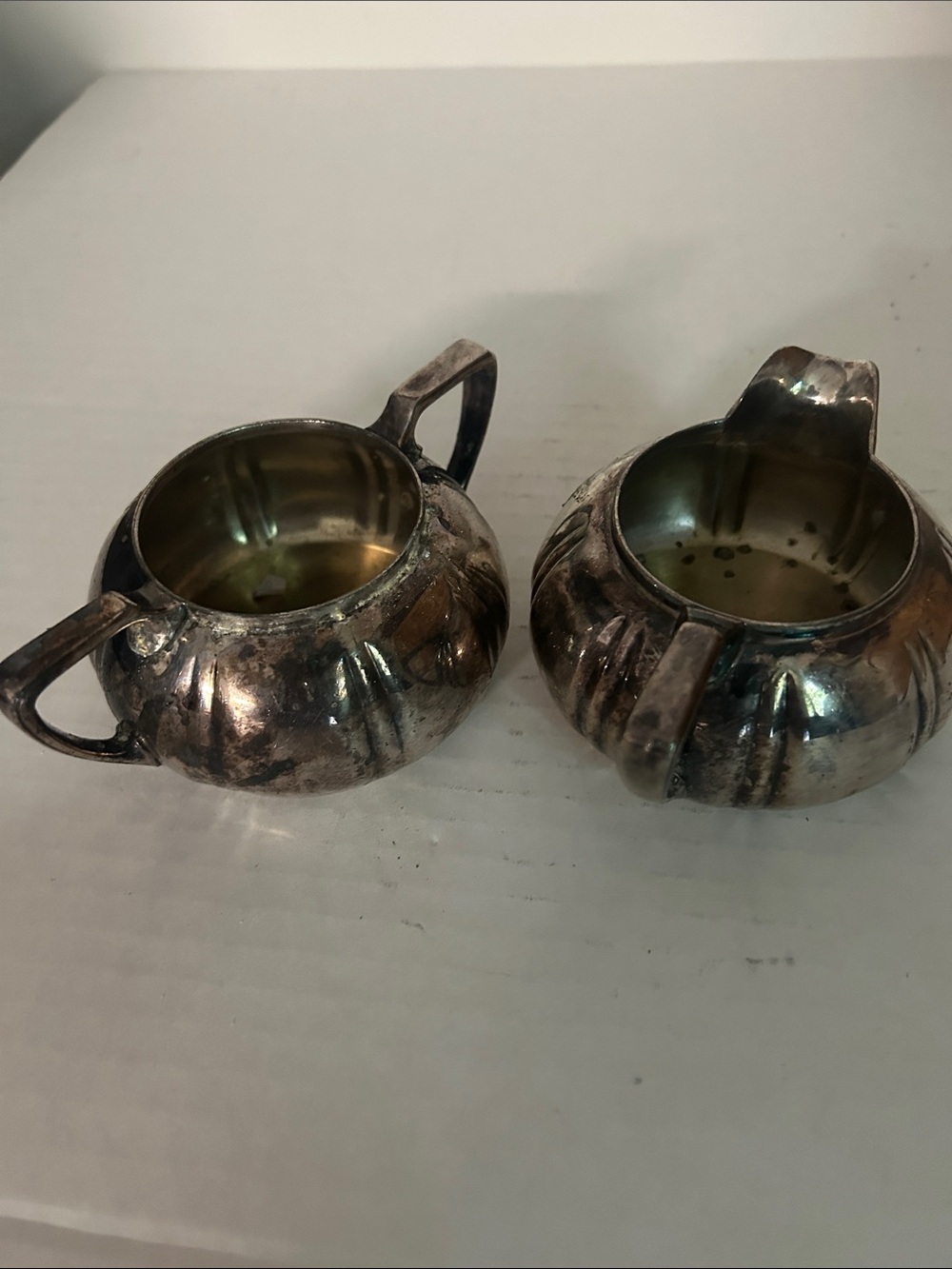 Vintage Silver Tone Creamer and Sugar Set